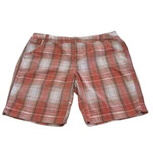 St John's Bay Shorts Women's Plaid Chino Size 24W Stretch Cotton Spandex Casual
